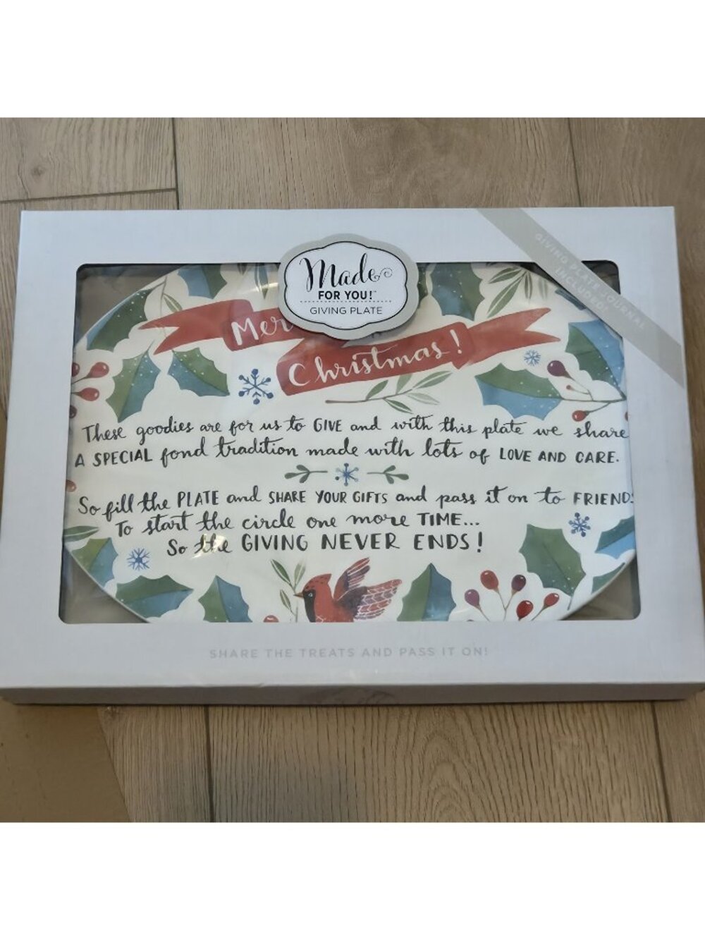 Demdaco Made for You Ceramic Christmas Poem Oval Giving Cookie Dessert Plate New